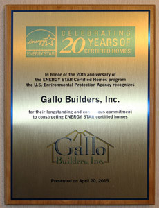 Gallo Builders Energy Star Plaque